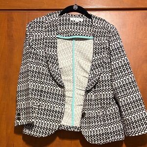 CAbi Black & White Geometric Open-Front Blazer